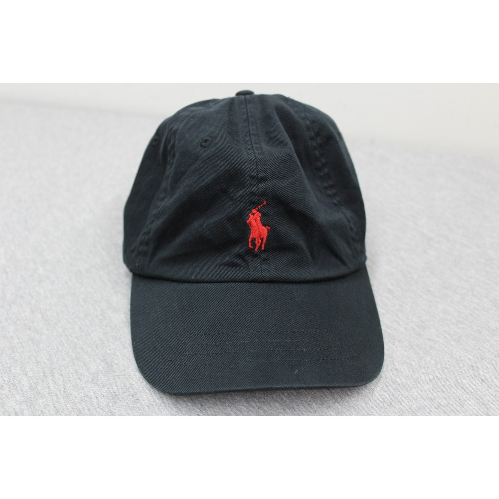 Polo Ralph Lauren Hat Mens OS Black Pony Logo Baseball Cap Cotton Chino Twill